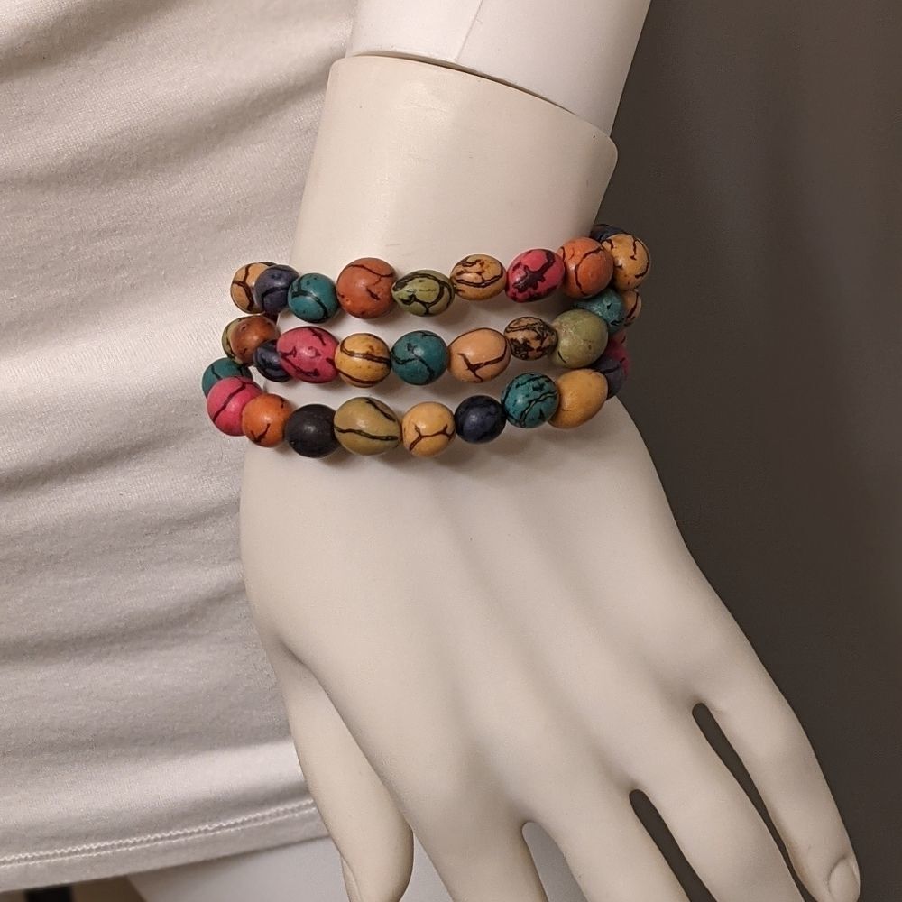 Multi color patterned wrap bracelet - Picture 3 of 6